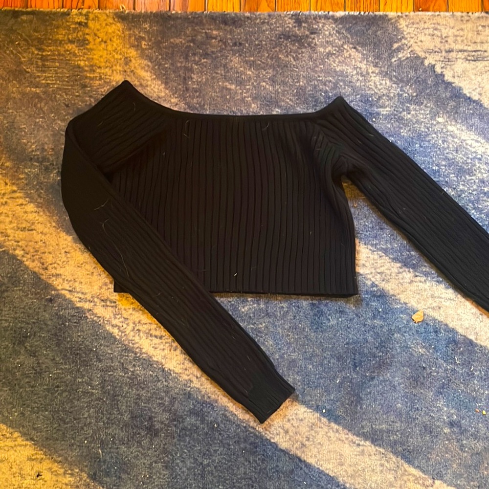 Lovers + friends black knit crop sweater